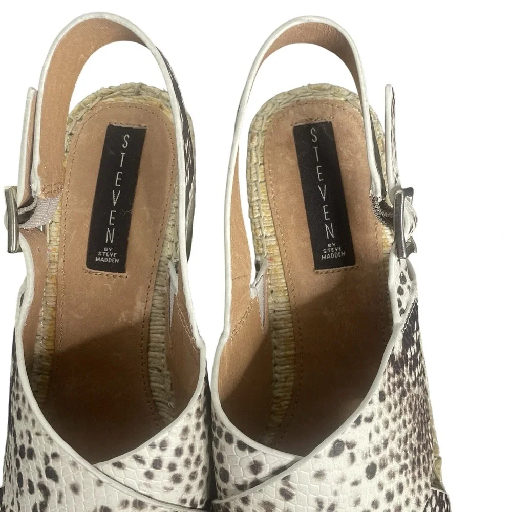 Steve Madden Steven Stelarr 9.5 Slingback Snake Print Wedge Open Toe Espadrille‎